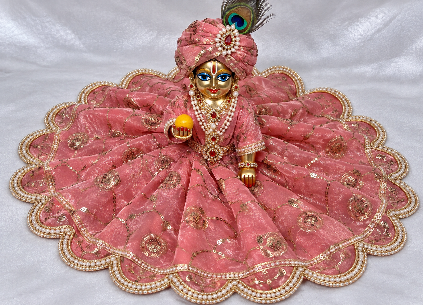 Laddu Gopal Rose Pink Designer Poshak – Without Buckram | Pre-Order